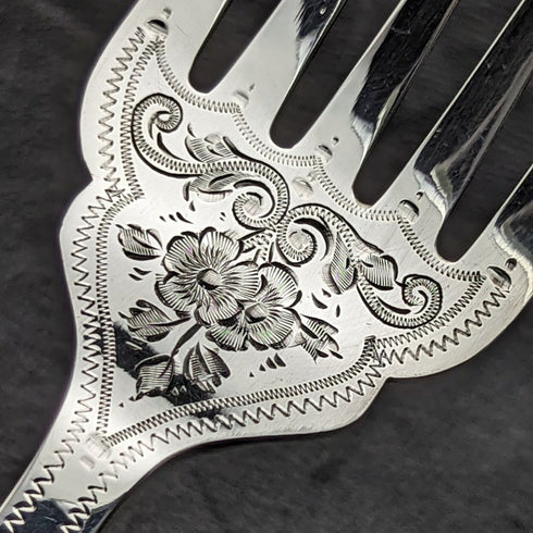 英國古董銀盤魚服務器套裝白色蝴蝶貝殼手柄